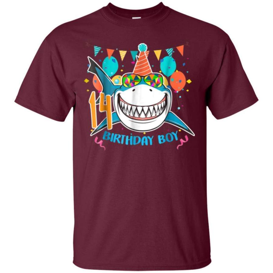 AGR Shark 14 Years Old  14th Birthday Gift Funny For Boy Shirt Jaq T-shirt