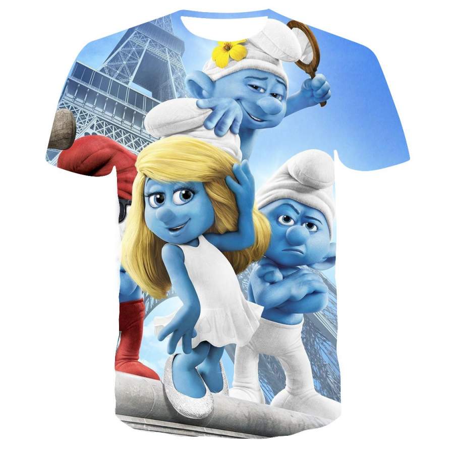 Unisex The Smurfs Tee Shirt 3D All-Over Print Shirt Pop Movie Summer T-Shirt Ideal Present