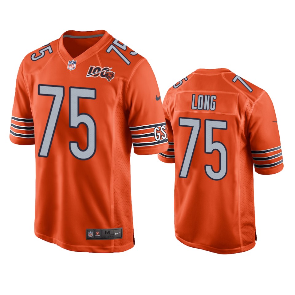 Chicago Bears Kyle Long Orange 100th Season Game Jersey – Mens