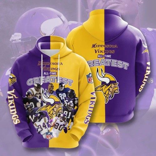 Minnesota Vikings All Time Pullover And Zippered Hoodies   3d Hoodie  Hoodie For Men For Women Best Trending Gift Personalize