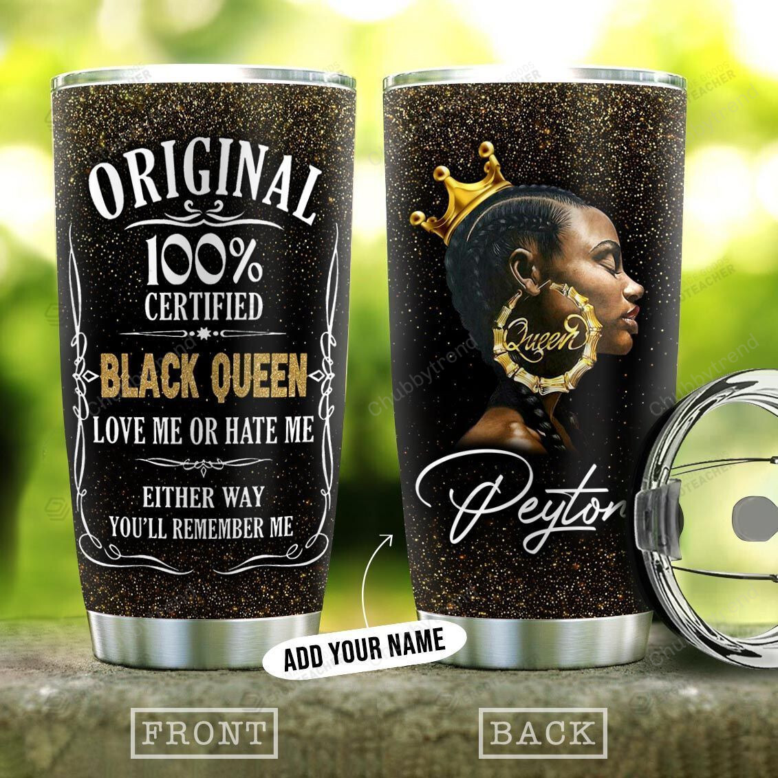 Personalized Black Queen Love Me Or Hate Me You Will Remember Me Stainless Steel Tumbler, Tumbler Cups For Coffee/Tea, Great Customized Gifts For Birthday Christmas Thanksgiving