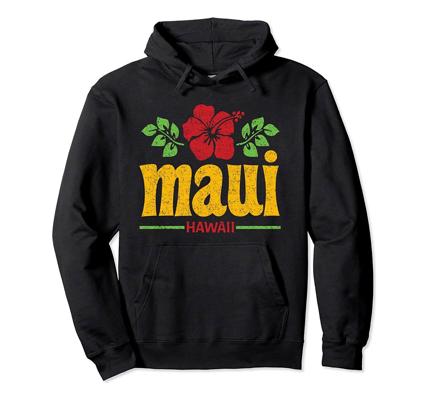 Maui Hawaiian Flowers Distressed Color Print Pullover Hoodie, T-Shirt, Sweatshirt, Tank Top, Racerback, Dolman