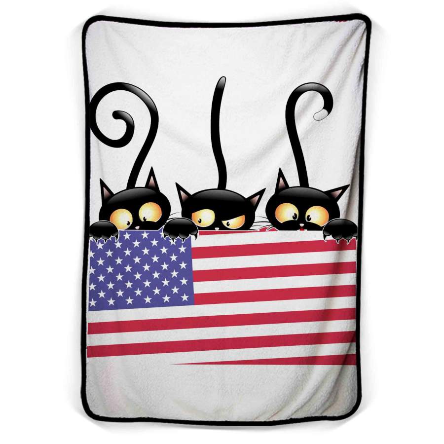 Cat Halloween Flag Fleece Blanket