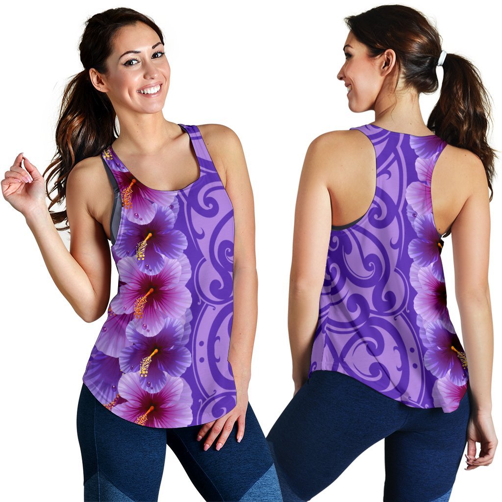 Hawaiian Hibiscus Flower Polynesian Tank Top Curtis Style Purple Ha104844