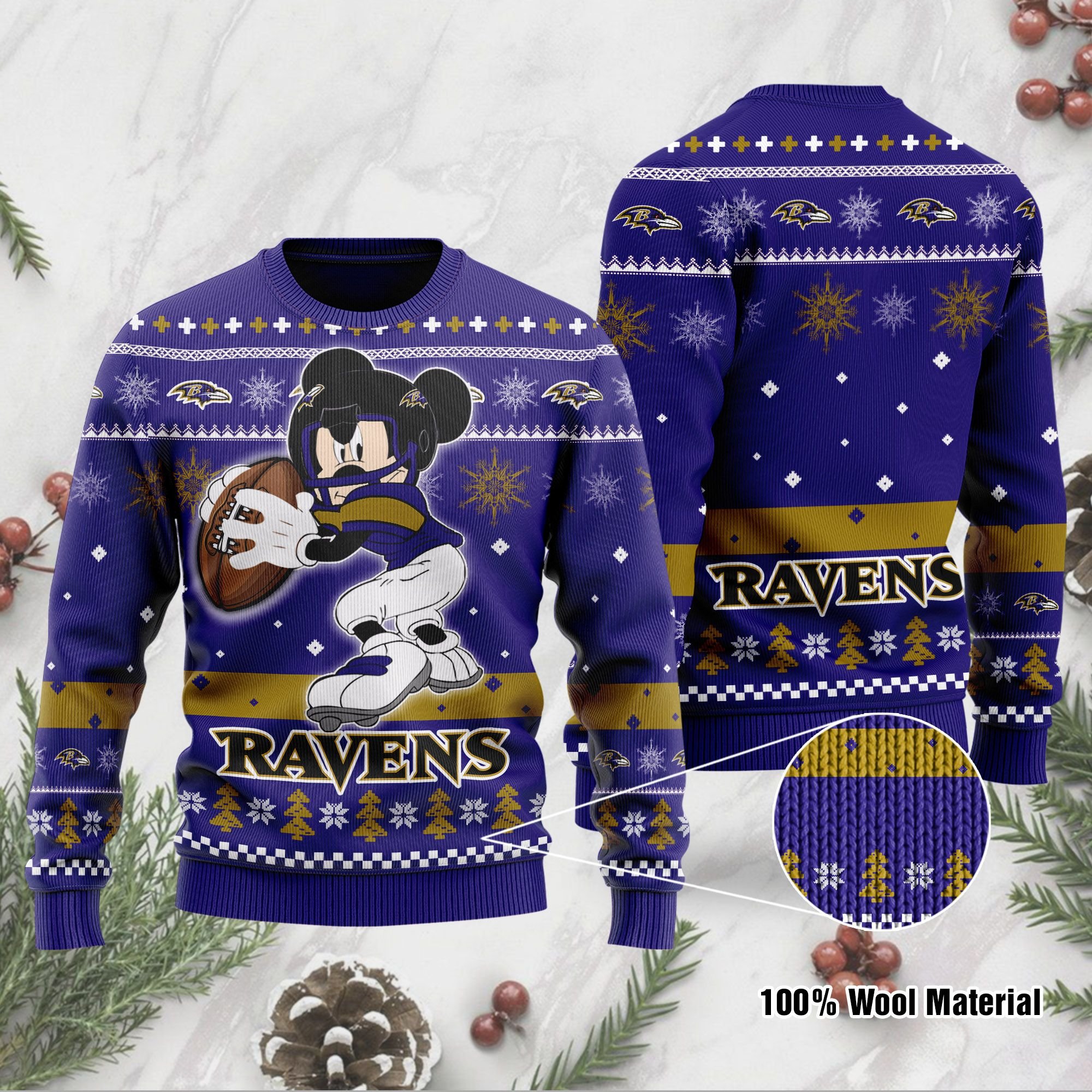 Baltimore Ravens Mickey Mouse Ugly Sweater 187 L1MTH0203-XM