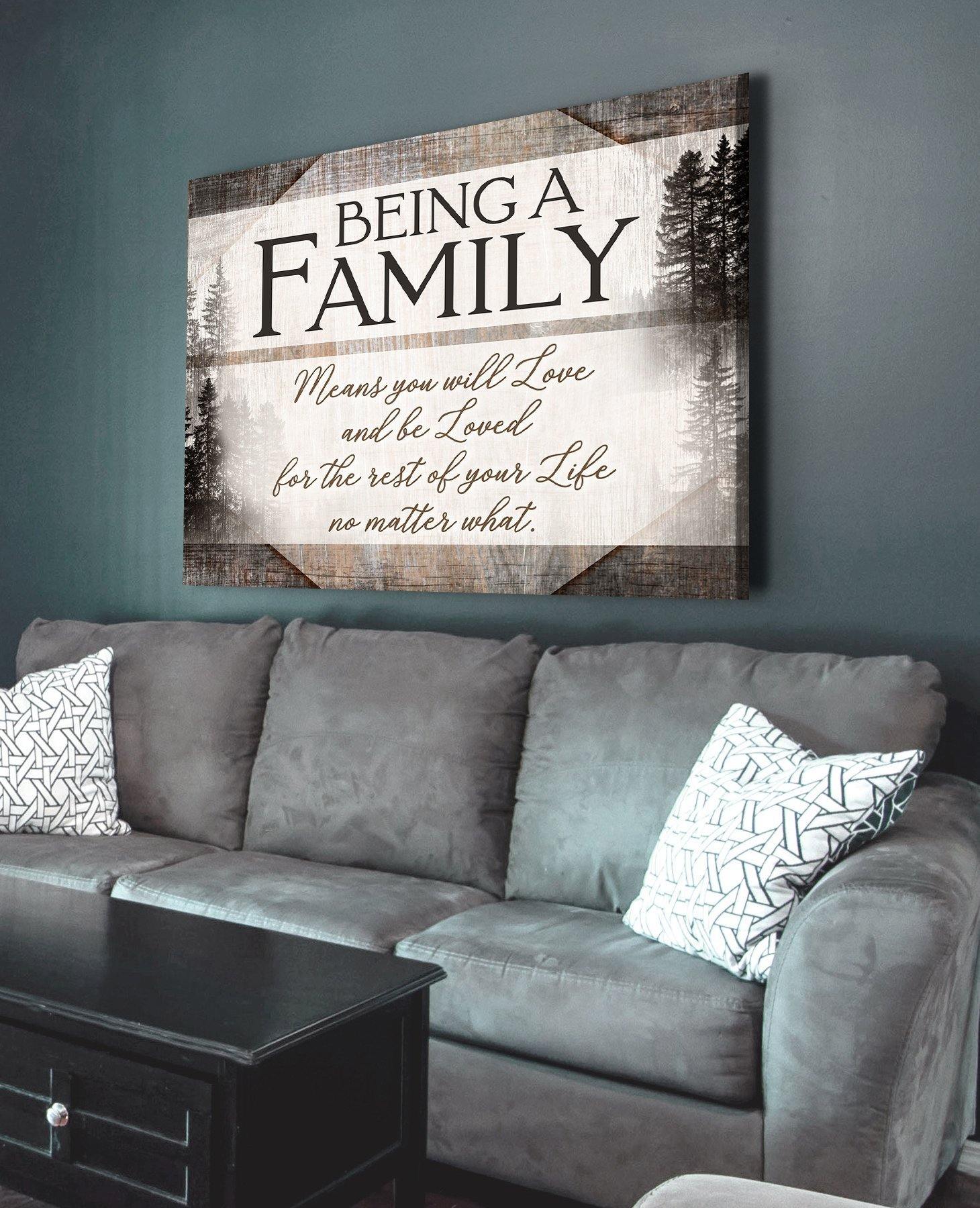 Family Canvas – Being A Family Means You Will Love And Be Loved – Home Decor – Gift For Family, Friends