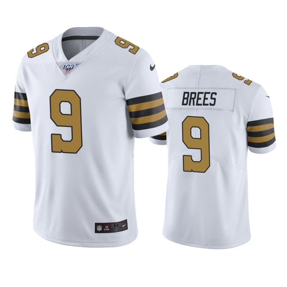 New Orleans Saints Drew Brees White 100Th Season Color Rush 3D Jersey