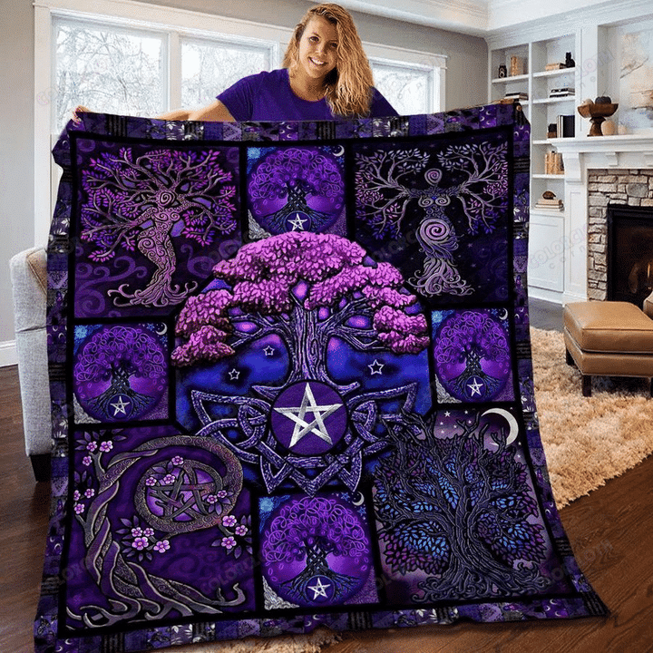 Tree Of Life Purple Quilt Blanket Gift For Friend Family Home Decor Be Fleece Blanket, Blanket Sofa Bed, 3D Blanket