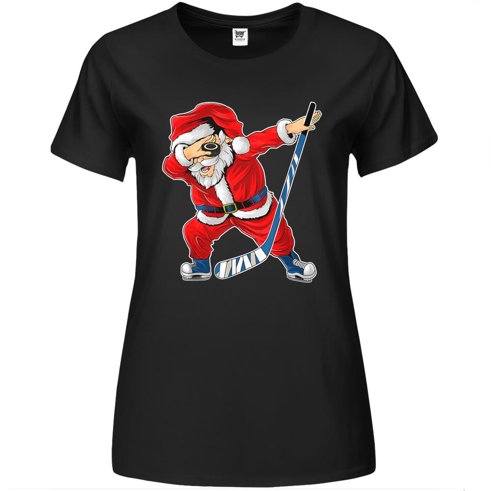 Ice Hockey Dabbing Santa Claus Hockey Player Christmas Premium Womens T Shirts