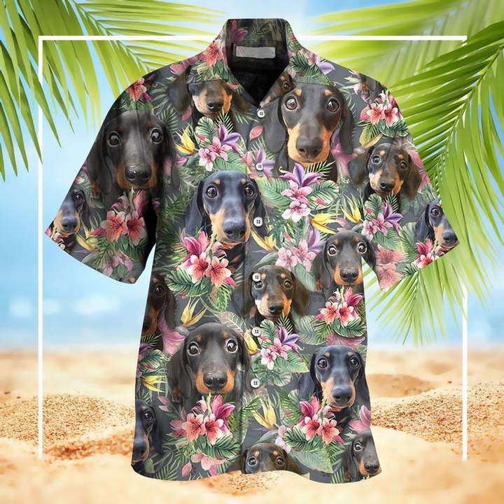 Tropical 3D Summer Pitbull Dog Hawaiian Shirt, Pitbull Lover Hawaiian Shirt, Aloha Shirt For Dog Lover