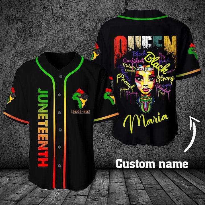 Custom Name Juneteenth Since 1865 Black Queen Baseball Jersey | Colorful | Adult Unisex | S – 5Xl Full Size