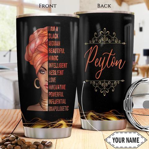 Black Women Personalized Stainless Steel Tumbler, Personalized Tumblers, Tumbler Cups, Custom Tumblers