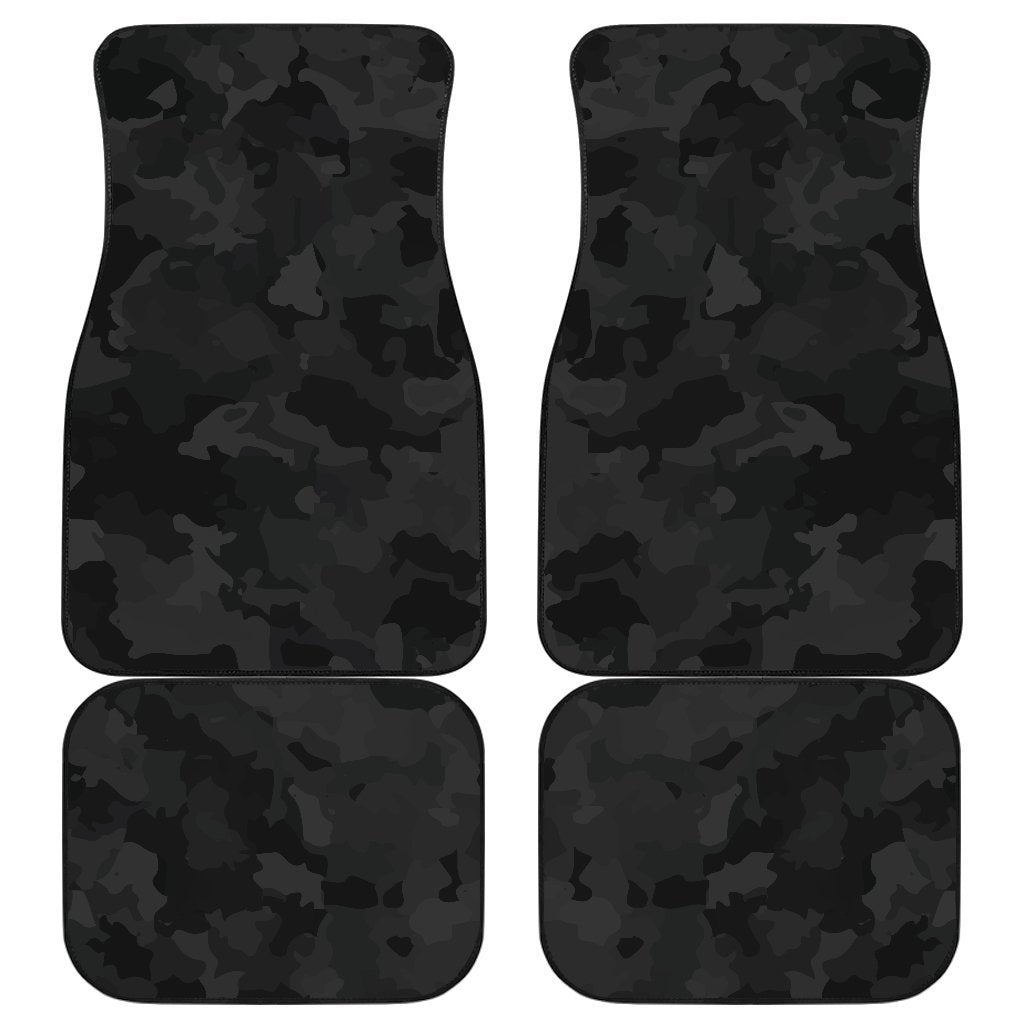 Black Camouflage Print Front And Back Car Floor Mats, Front Car Mat