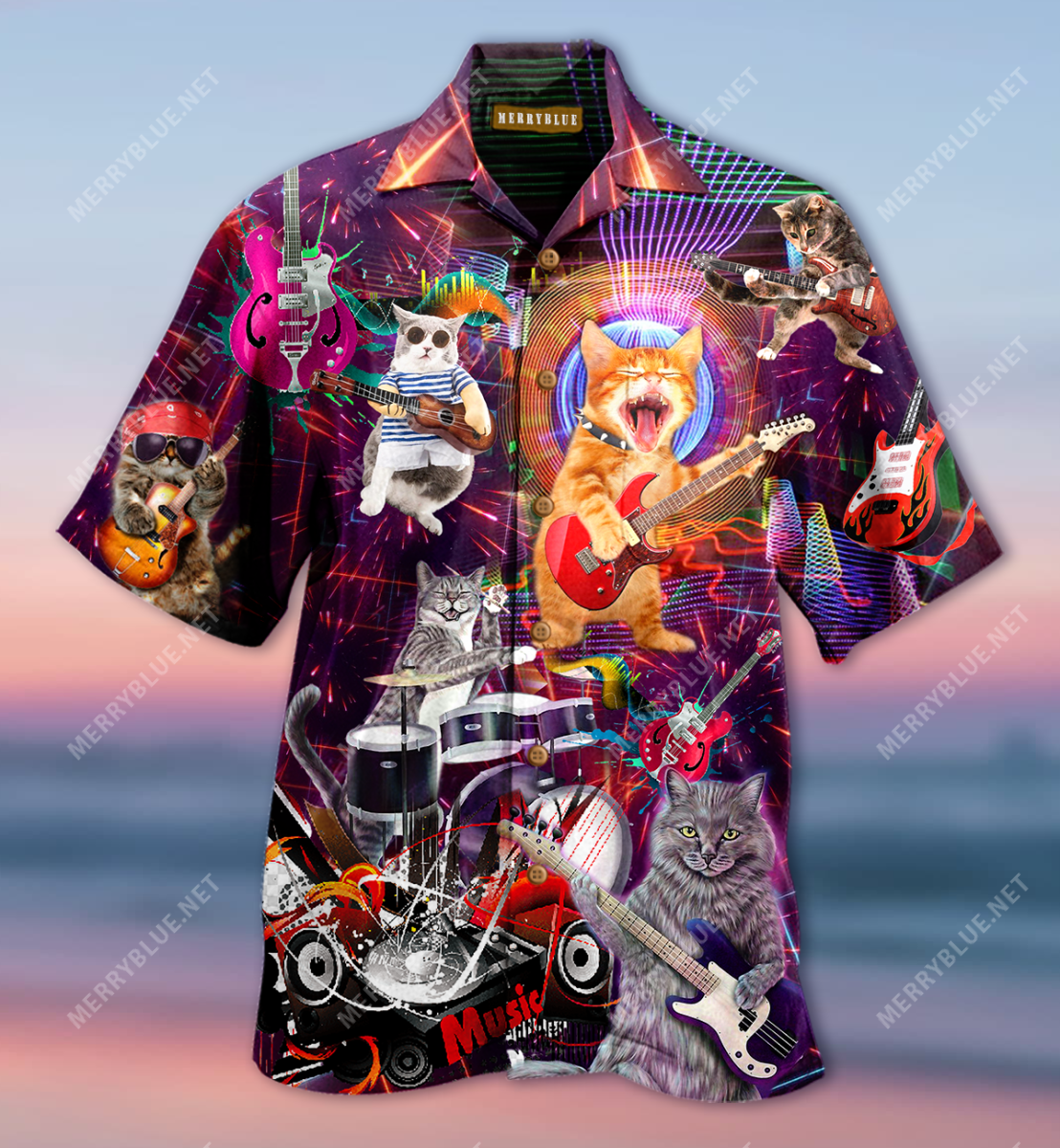 Rocker Cat Unisex Hawaii Shirt Ha95061