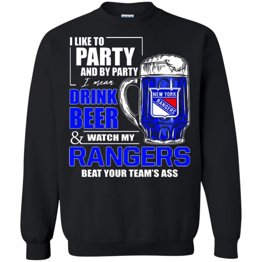 AGR I Like To Drink Beer & Watch My New York Rangers Ice Hockey Sweatshirt