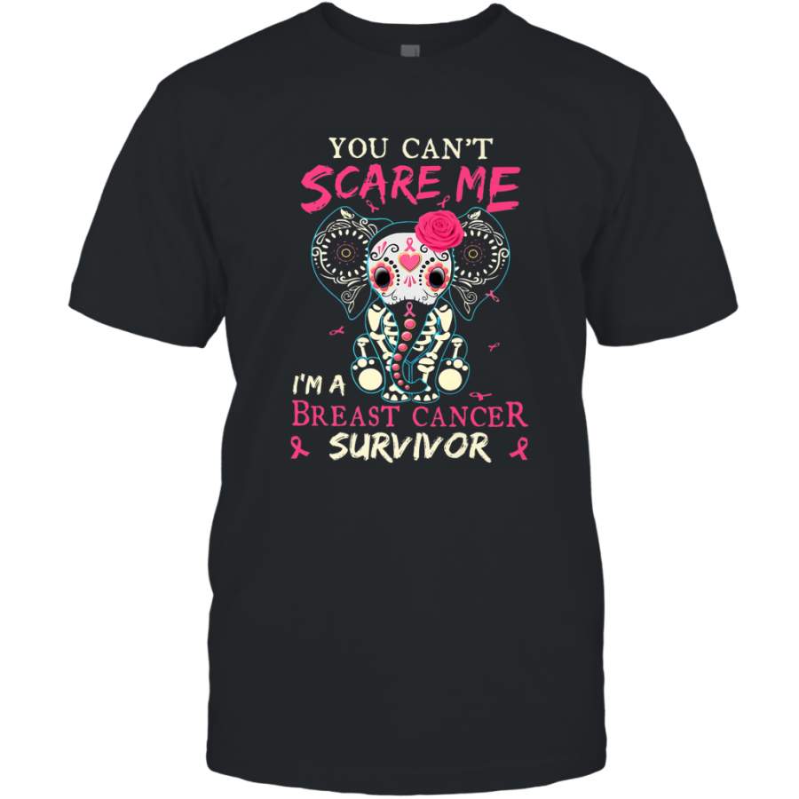 You can’t Scare Me I’m Breast Cancer Survivor Elephant Funny Men’s T-Shirt