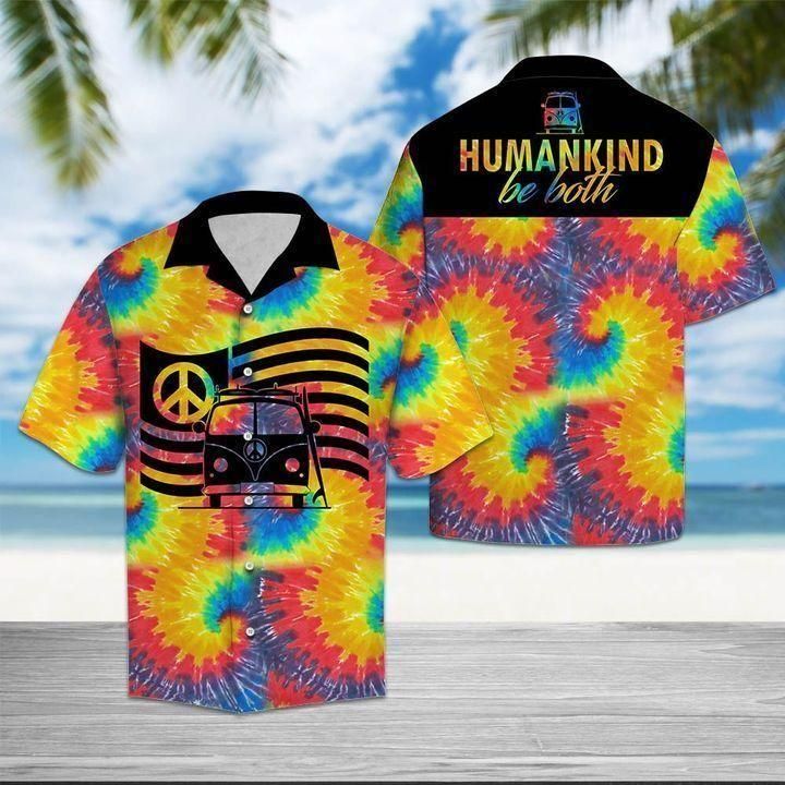 Get Here Tie Dye Hippie Van Car Peace Love Tropical Hawaii Aloha Shirts Dh Ha7936