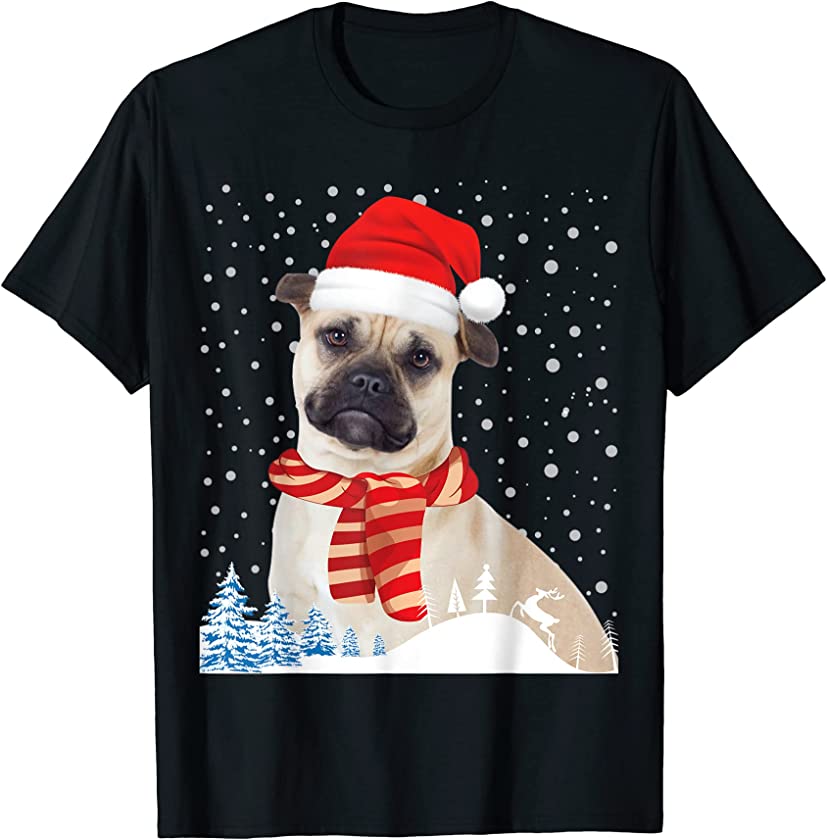 American Pugabull Dog Ugly Christmas Sweater Santa Hat Xmas T-Shirt