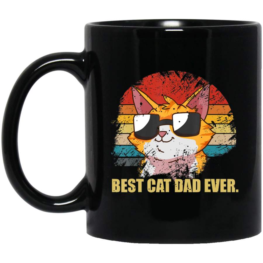 Cat Dad Fathers Day Daddy Pet Retro Gift 11oz 15oz Black Mug Happy Easter Day Funny Colors Eggs Bunny Ears Peeps Cute