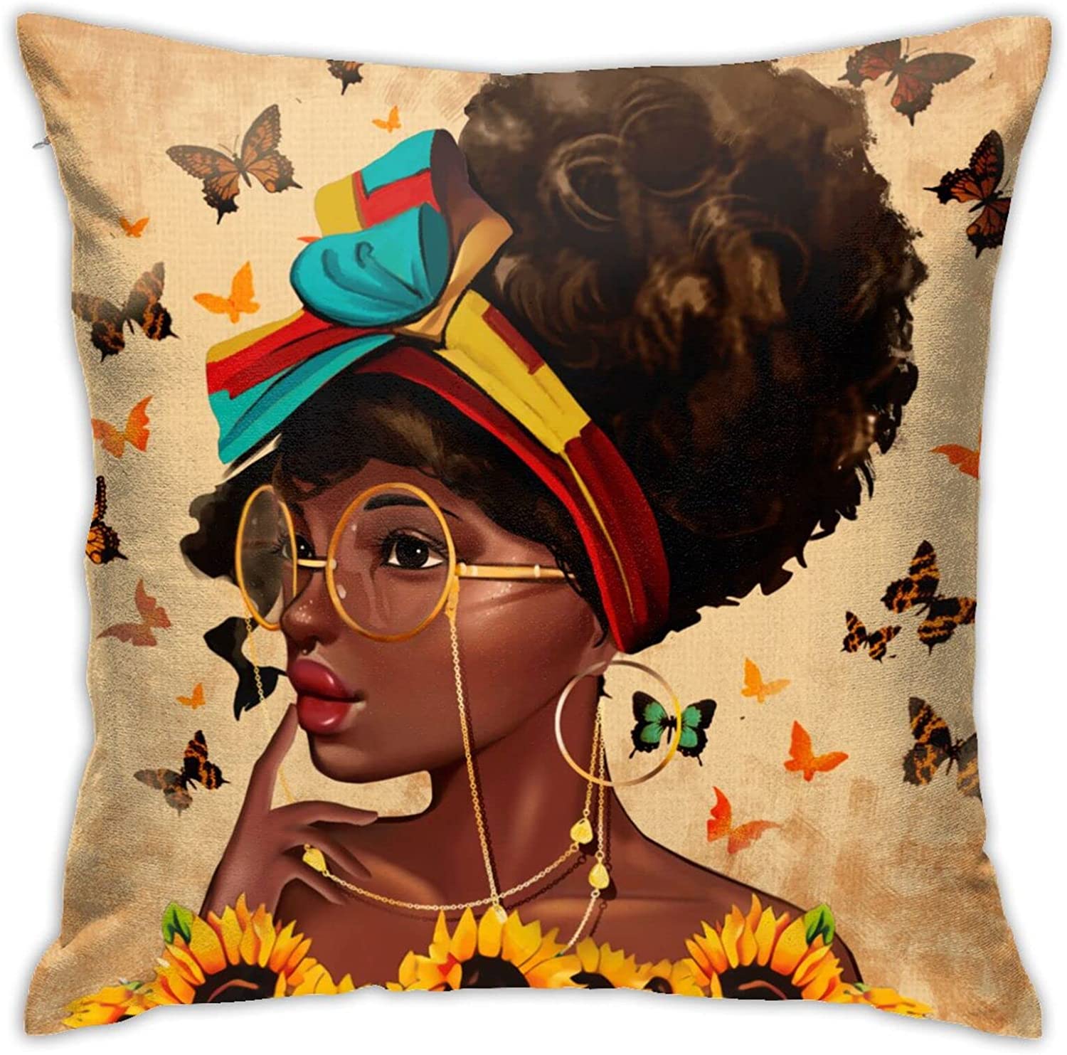 African American Afro Woman Waist Cushion Pillow Throw Pillow For Car, Cushion Couch, Sofa, Bed