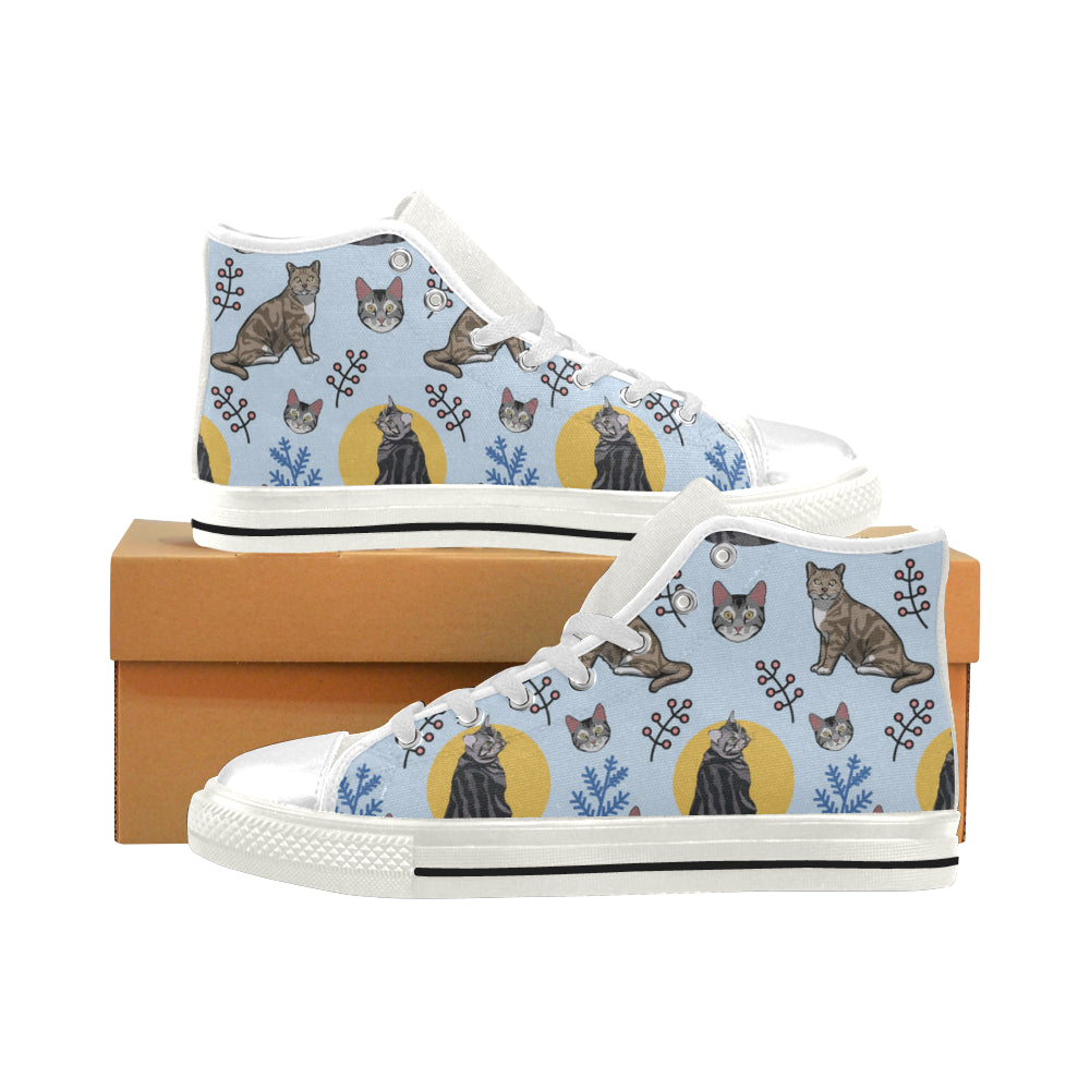 American Shorthair White Men’s Classic High Top Canvas Shoes