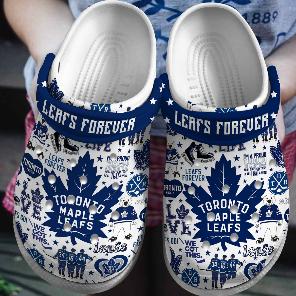 Toronto Maple Leafs NHL Sport Crocs Crocband Clogs Shoes Comfortable For Men Women and Kids