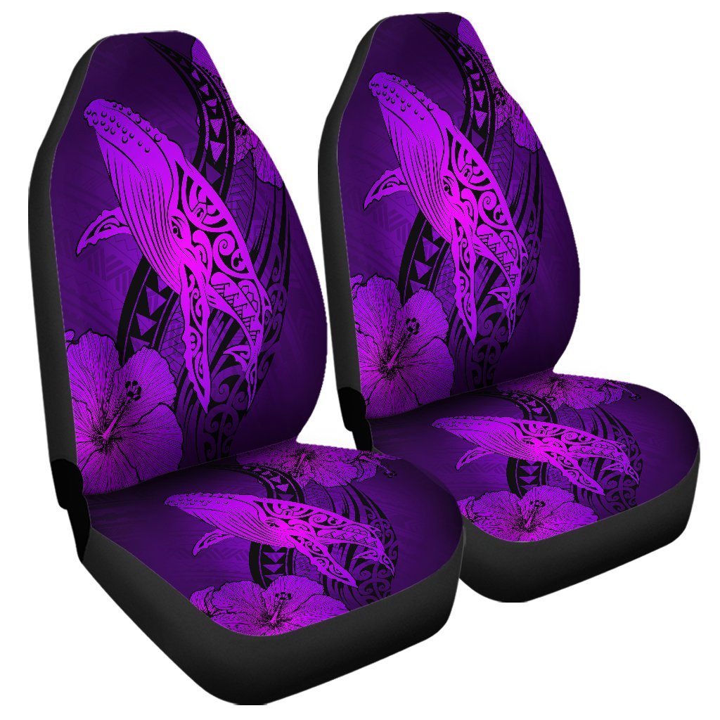 Hawaiian Map Whale Swim Hibiscus Polynesian Car Seat Covers – Purple – AH – J6R