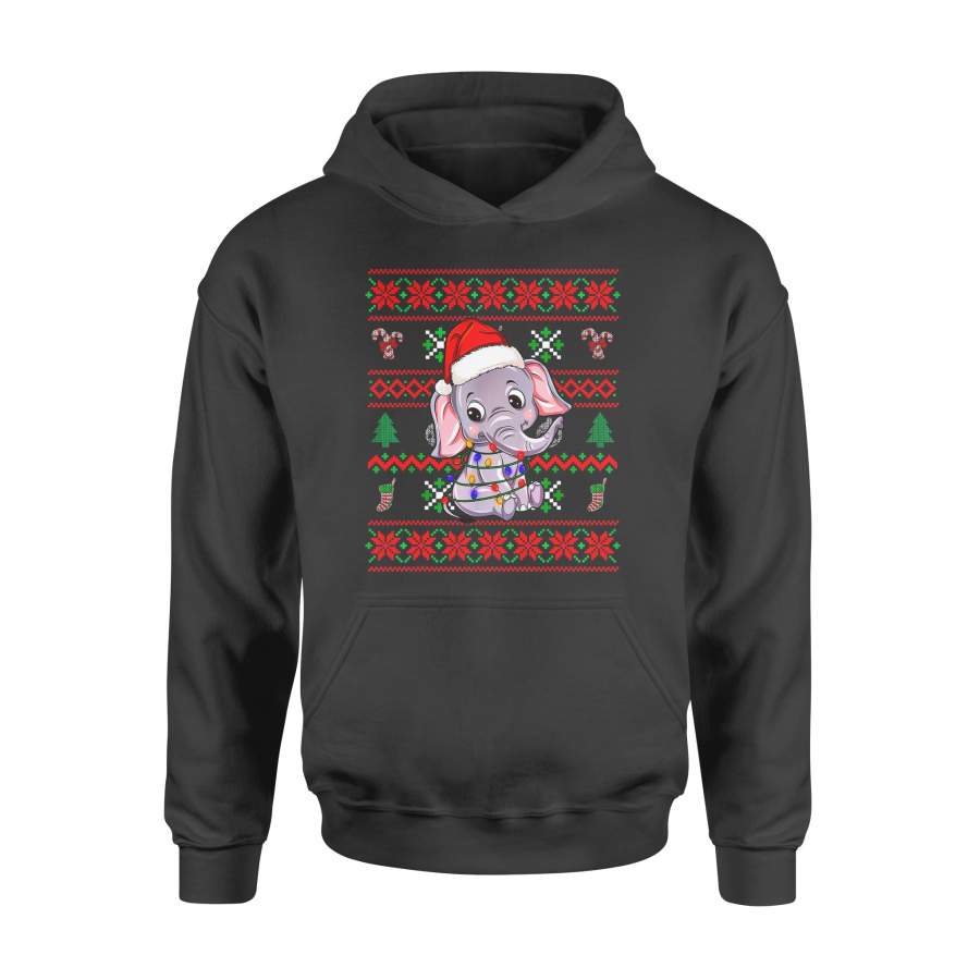 Christmas gift idea Elephant Xmas Santa Hat T-Shirt – Standard Hoodie