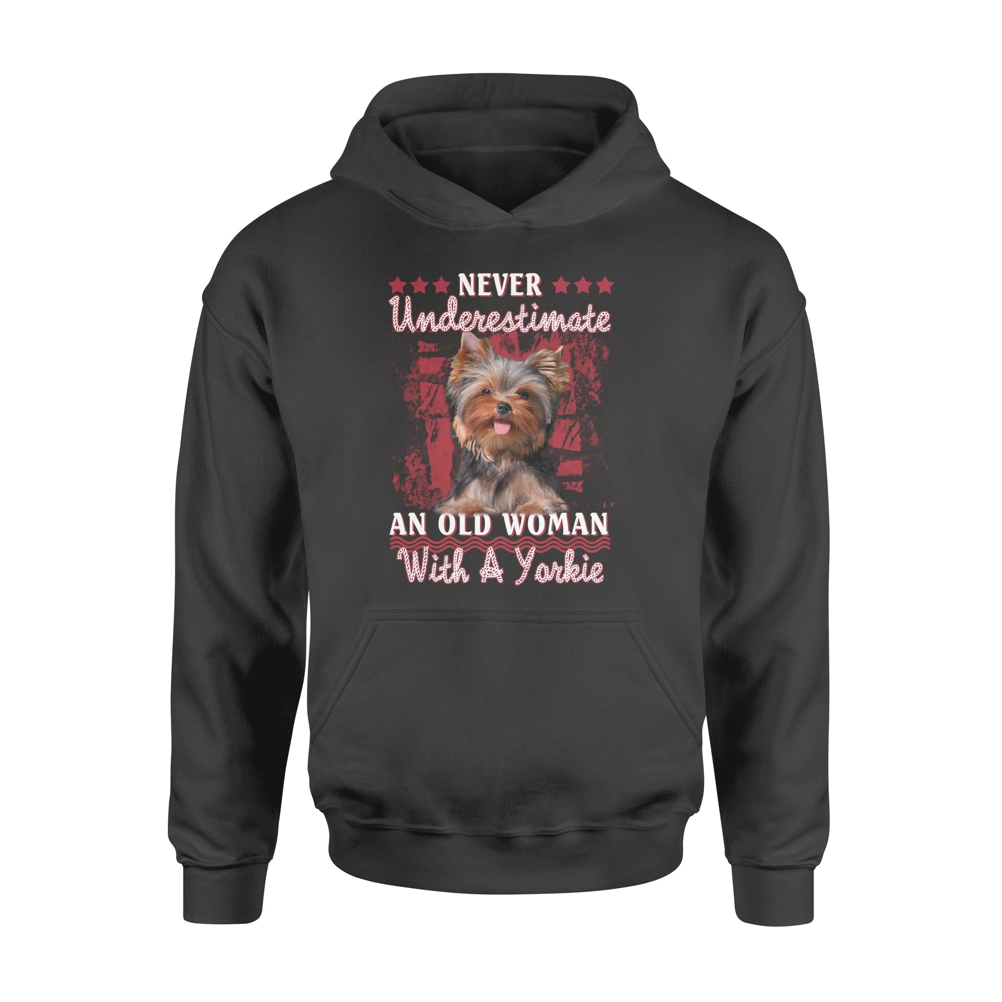 Never Underestimate An Old Woman With A Yorkshire Terriers Gift Women Dog Lovers – Premium Hoodie