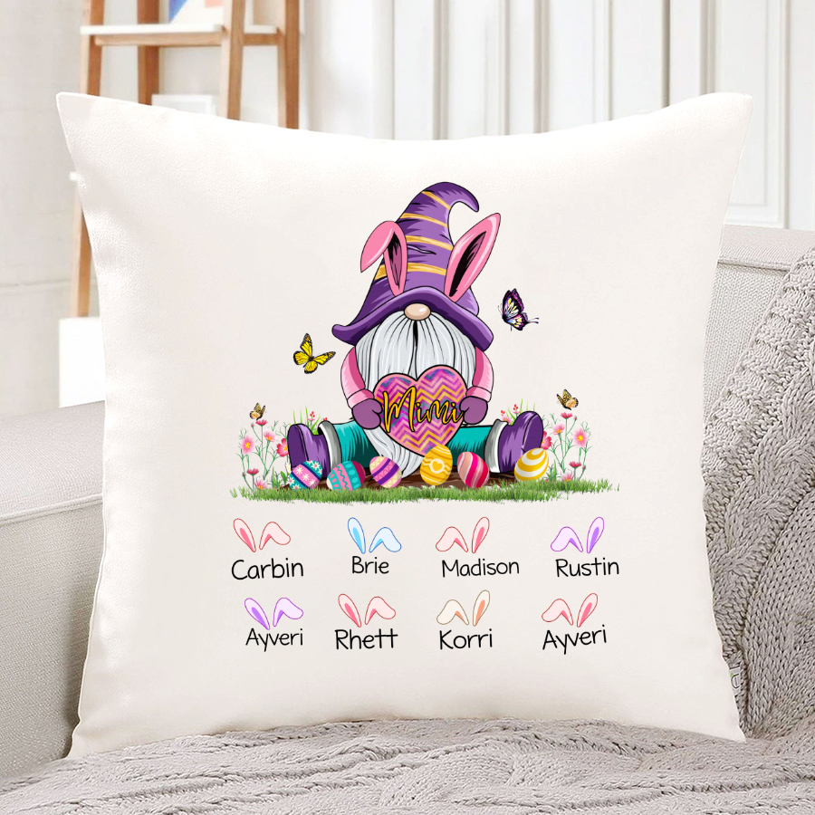 Gnome Bunny Mimi Custom Names Indoor Pillow