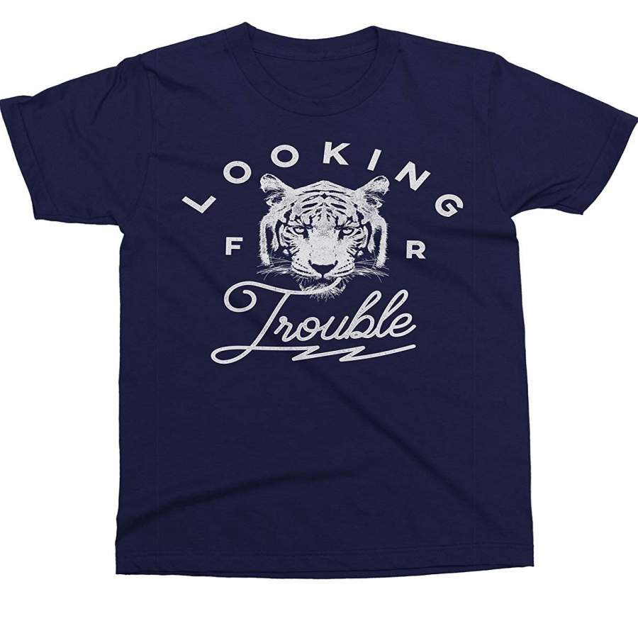 Detroit Tiger T-Shirt Looking For Trouble, Detroit T-Shirts Llc