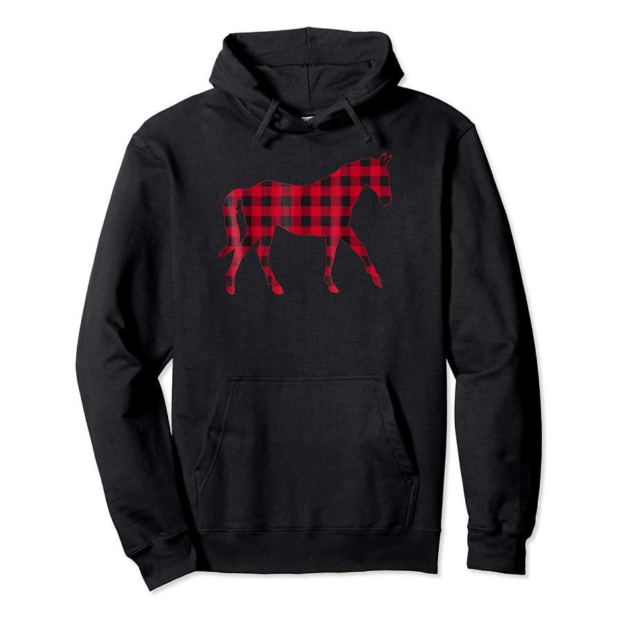 Red Plaid Horse Christmas Pajamas Buffalo Family T Shirt Hoodie Premium Tee