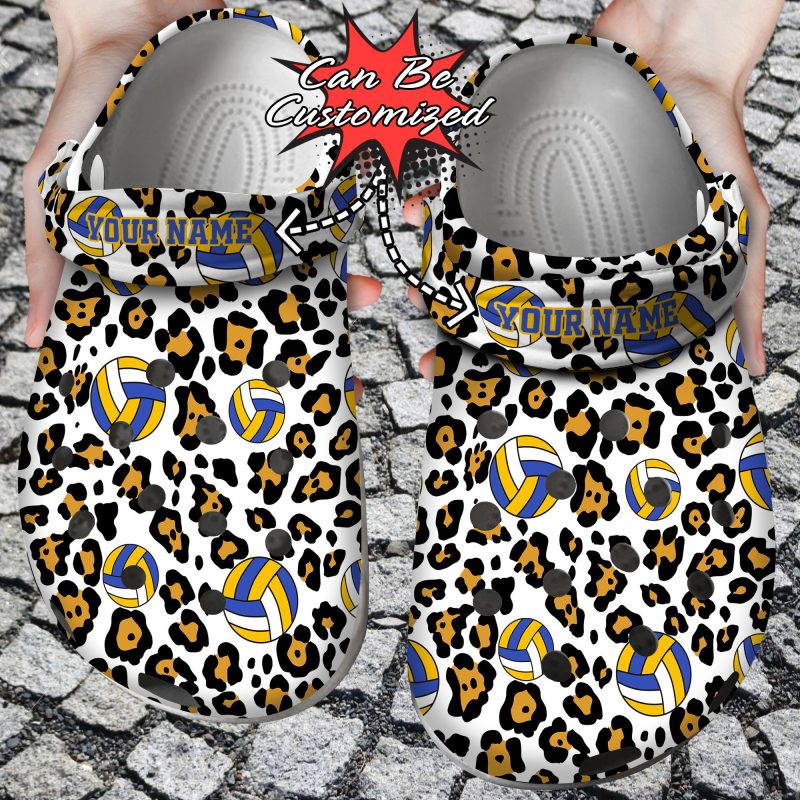 Custom Seamless Volleyball Leopard Clog Shoes