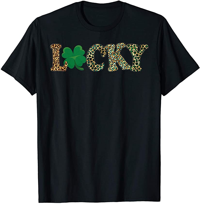 St Patricks Day Cute Lucky Cheetah Leopard Print Shamrock T-Shirt