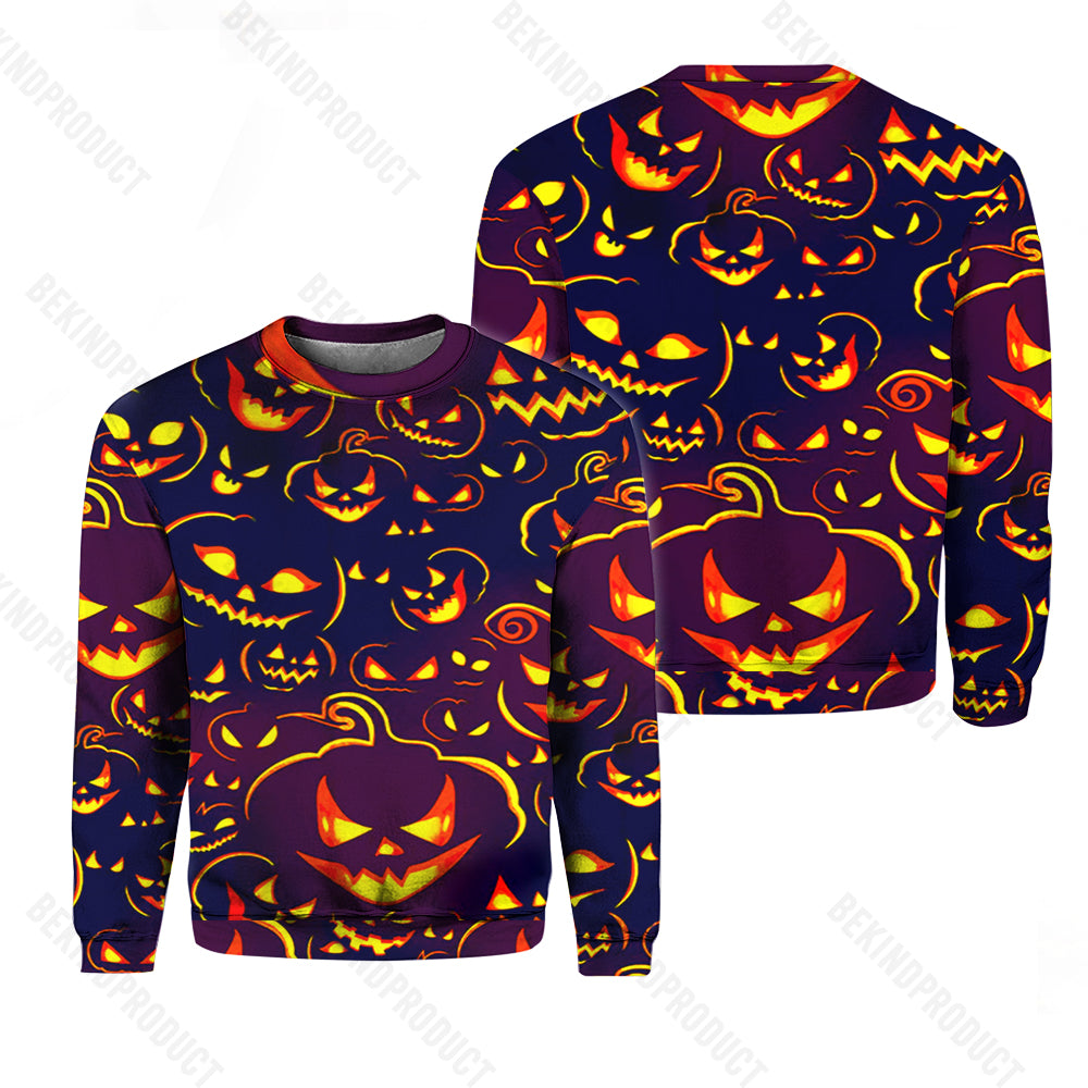 Halloween Scary Pumpkin Ghost Crewneck Sweatshirt All Over Print Sweatshirt For Women Sweatshirt For Men Swn1081