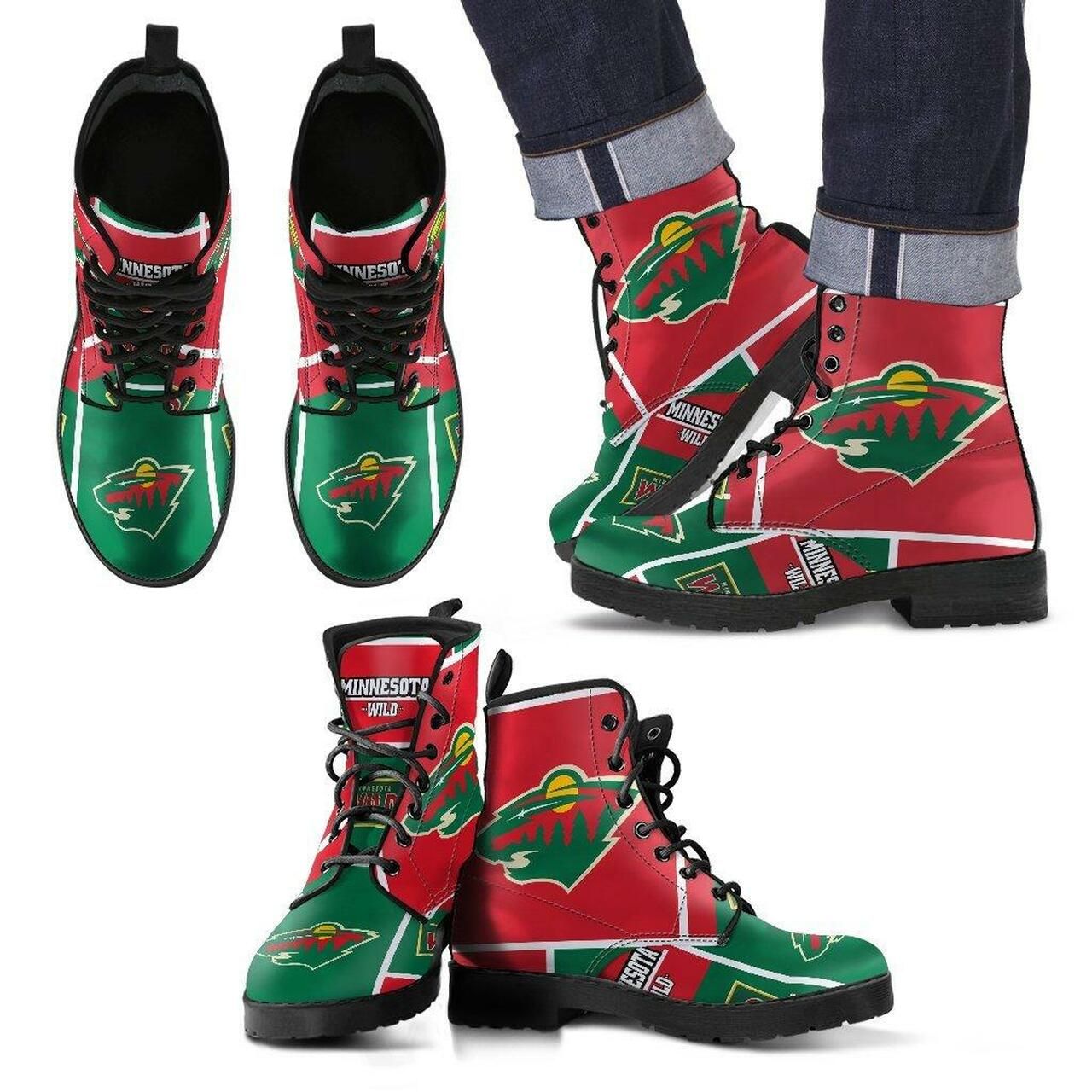 Minnesota Wild Leather Boots Fashion Women Boots Shoes Shoes4226