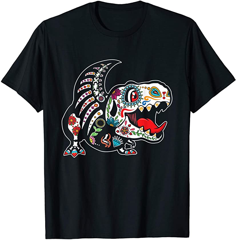 T rex dia de los muertos day of the dead dinosaur trex skull T-Shirt