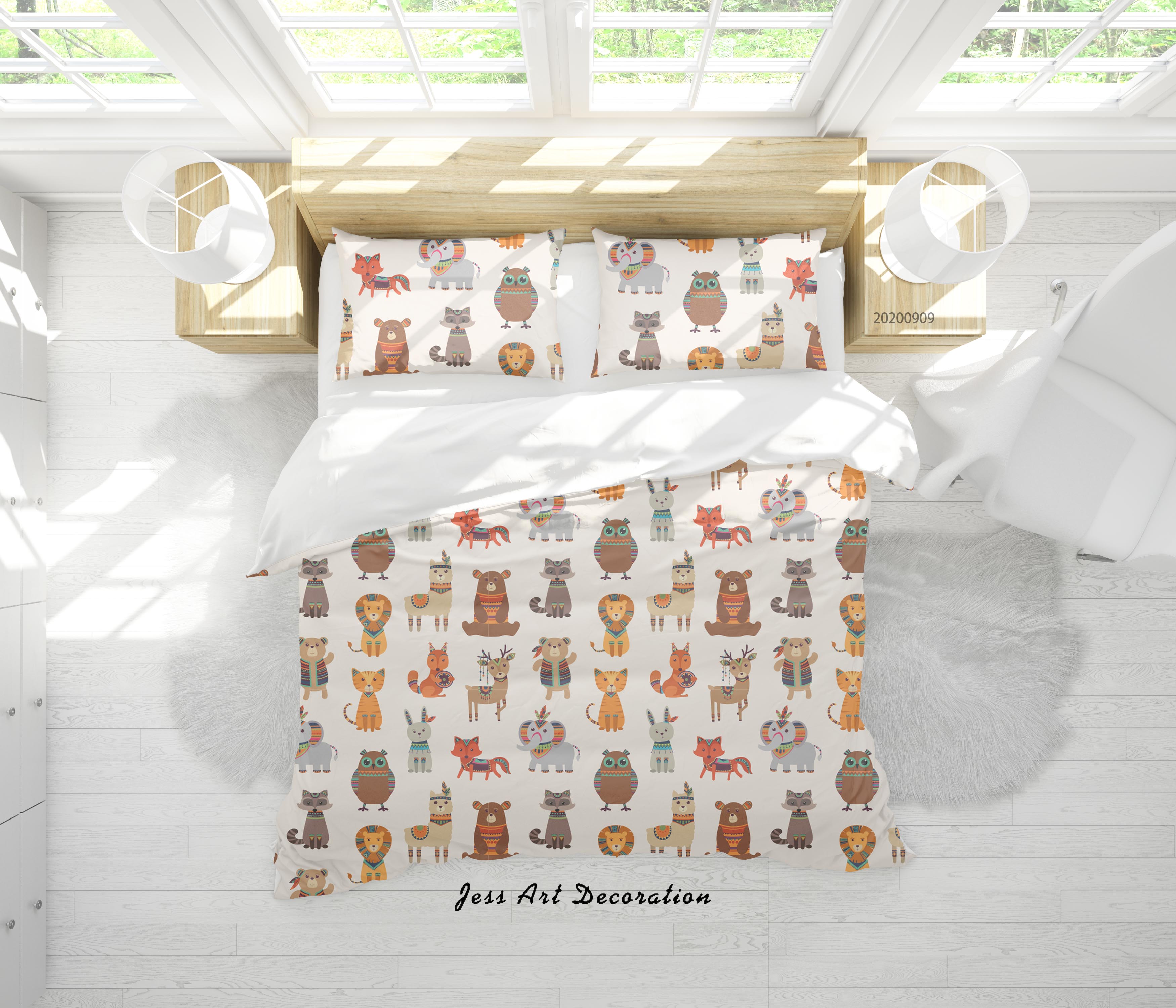 3D Cartoon Animal Tiger Cat Deer Quilt Cover Set Bedding Set Duvet Cover Pillowcases Wj 6104