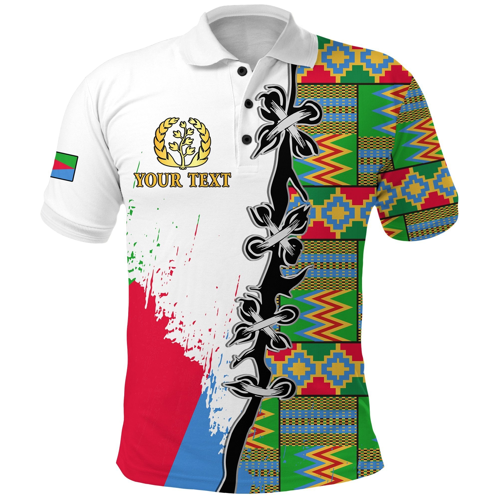 (Custom Personalised) Eritrea Special Knot Polo Shirt African Pattern Version White Lt13