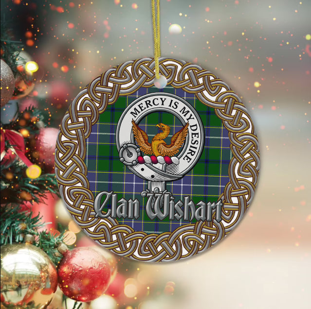 Wishart Celtic Circle Plaid Ornament Gift. Christmas Tree Ornament Tartan Ornament Great Christmas Ornaments Gift