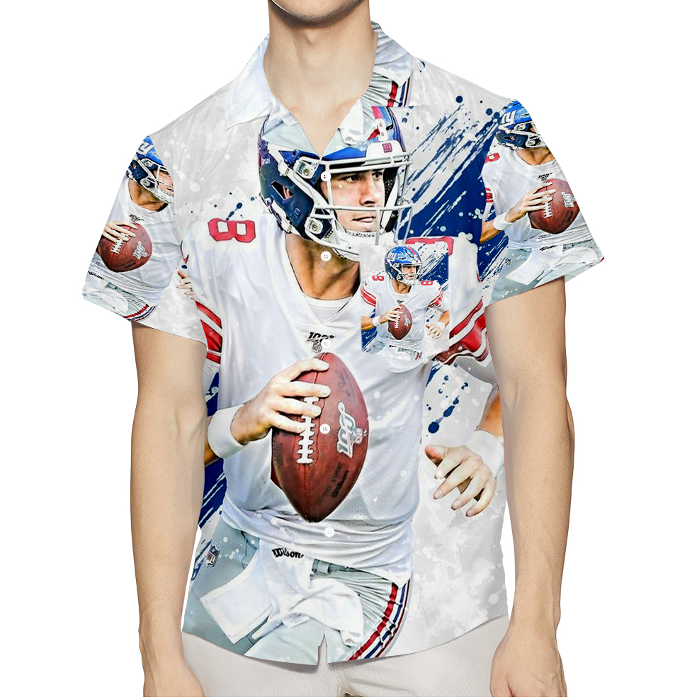 New York Giants Daniel Jones6 3D All Over Print Summer Beach Hawaiian Shirt With Pocket