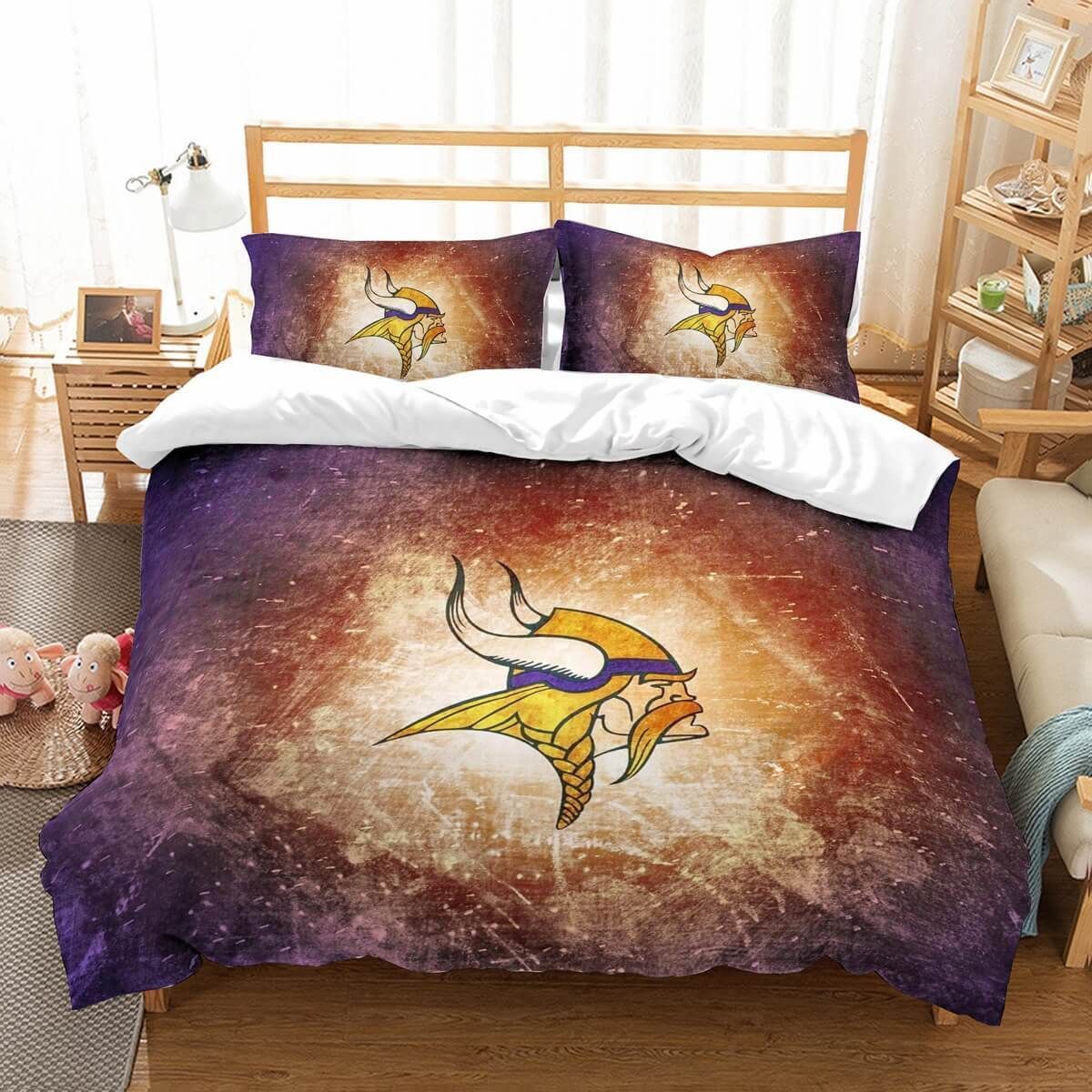 3D Printed Minnesota Vikings Logo Duvet Cover Bedding Set