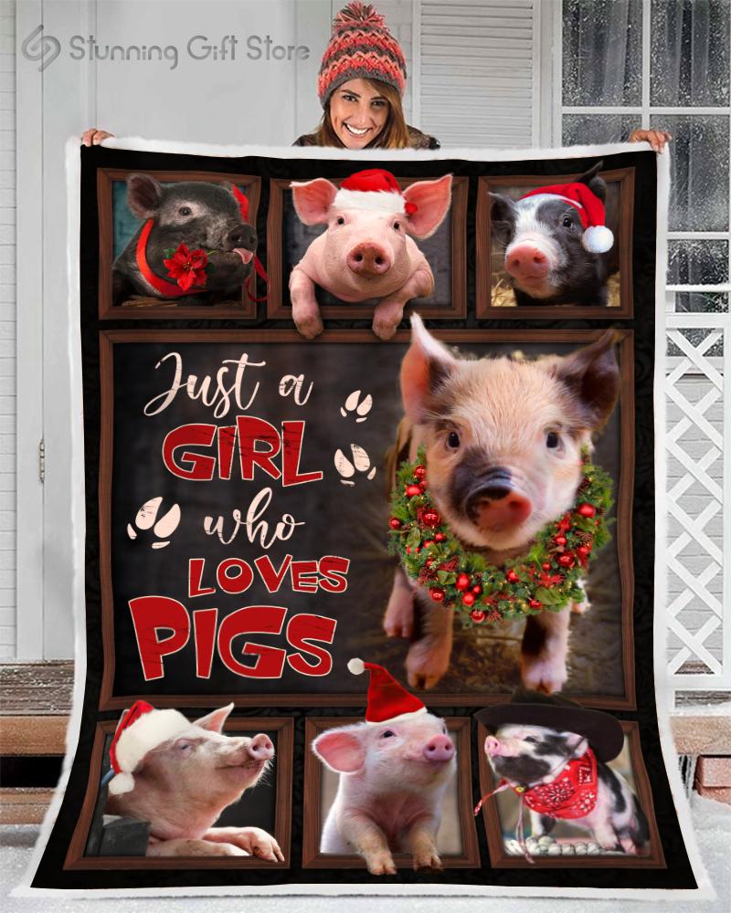 Stunning Gift Christmas Cute Pig Fleece Blanket Just A Girl Who Love Pigs