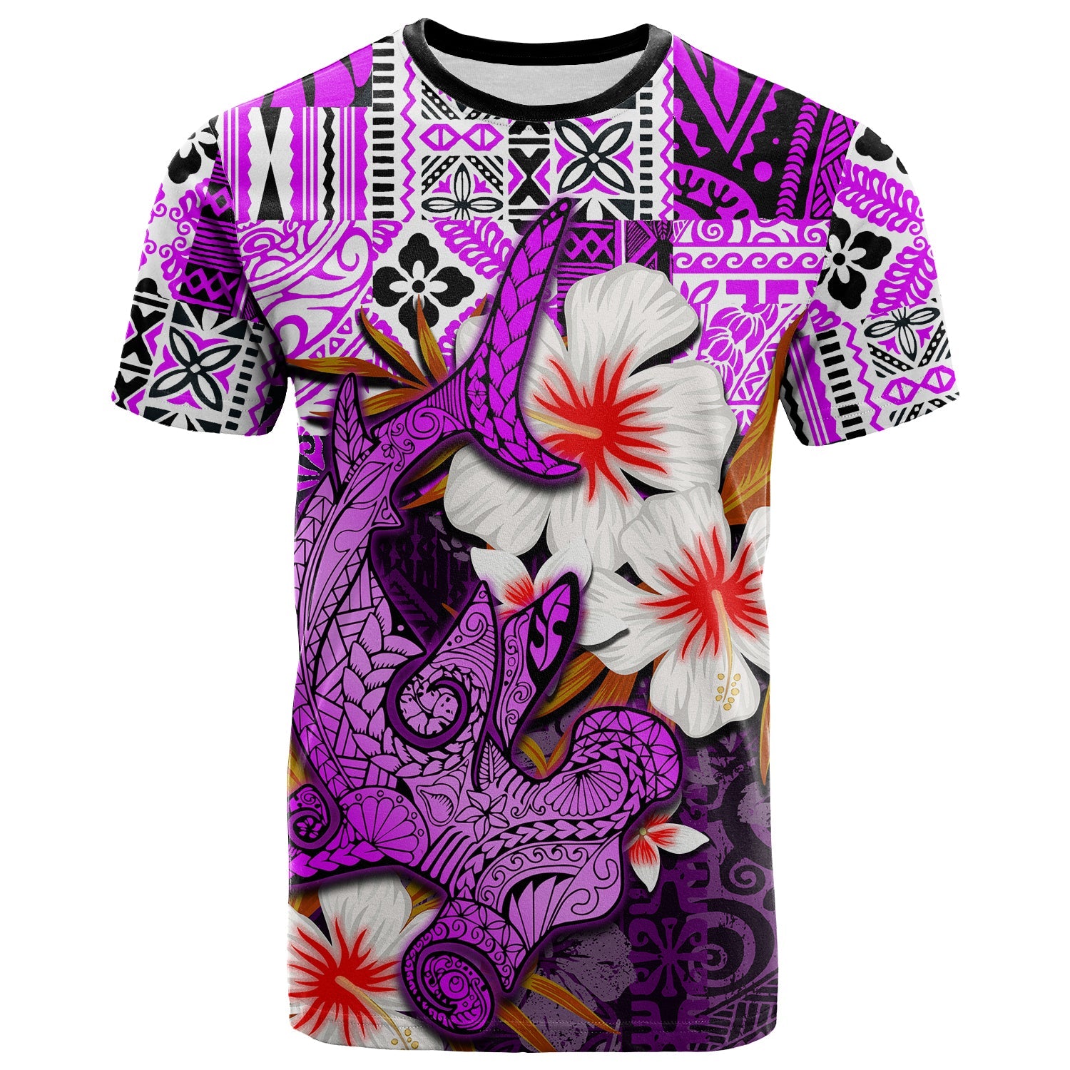 Hammerhead Shark T Shirt Hawaiian Style Purple Ha35668