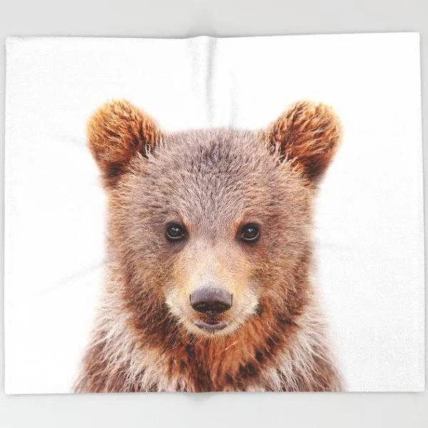 Throw Blanket | Baby Bear, Baby Animals Art Print By Synplus