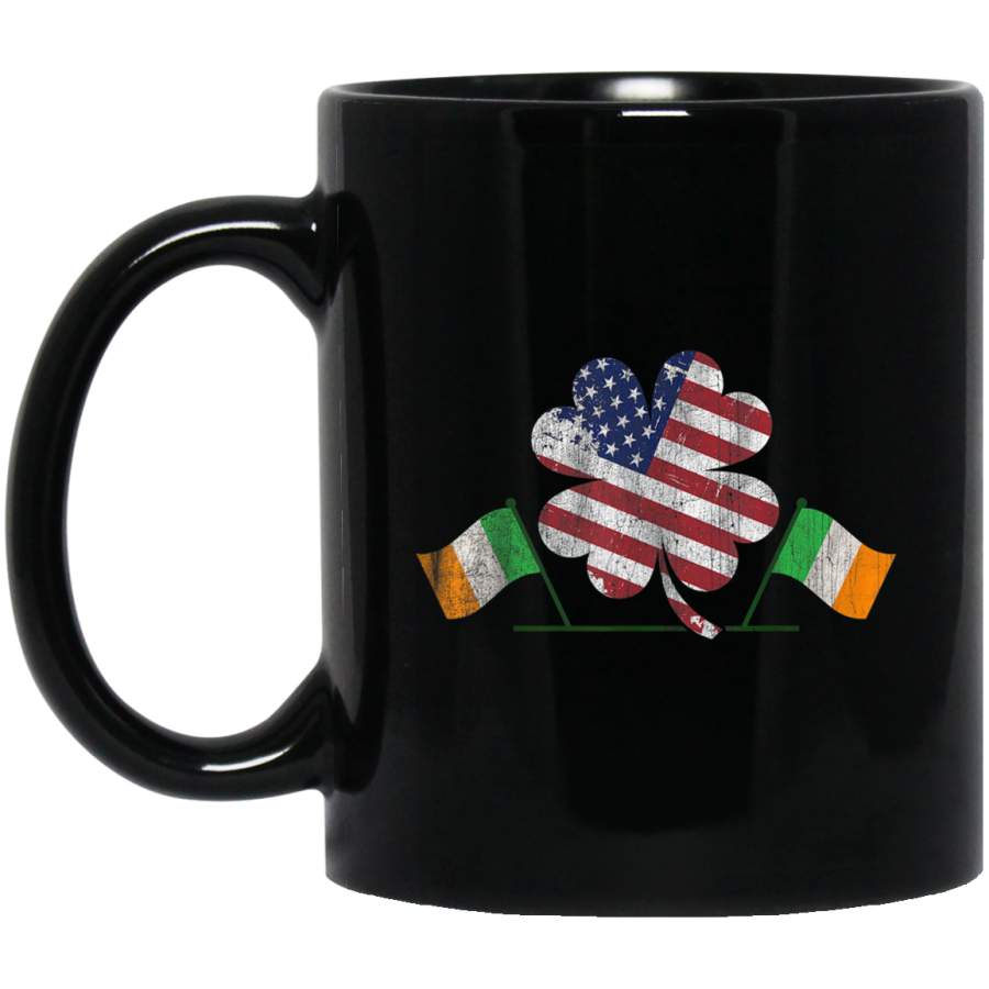 Irish US Flag Ireland Shamrock Vintage St Patricks Day Mug