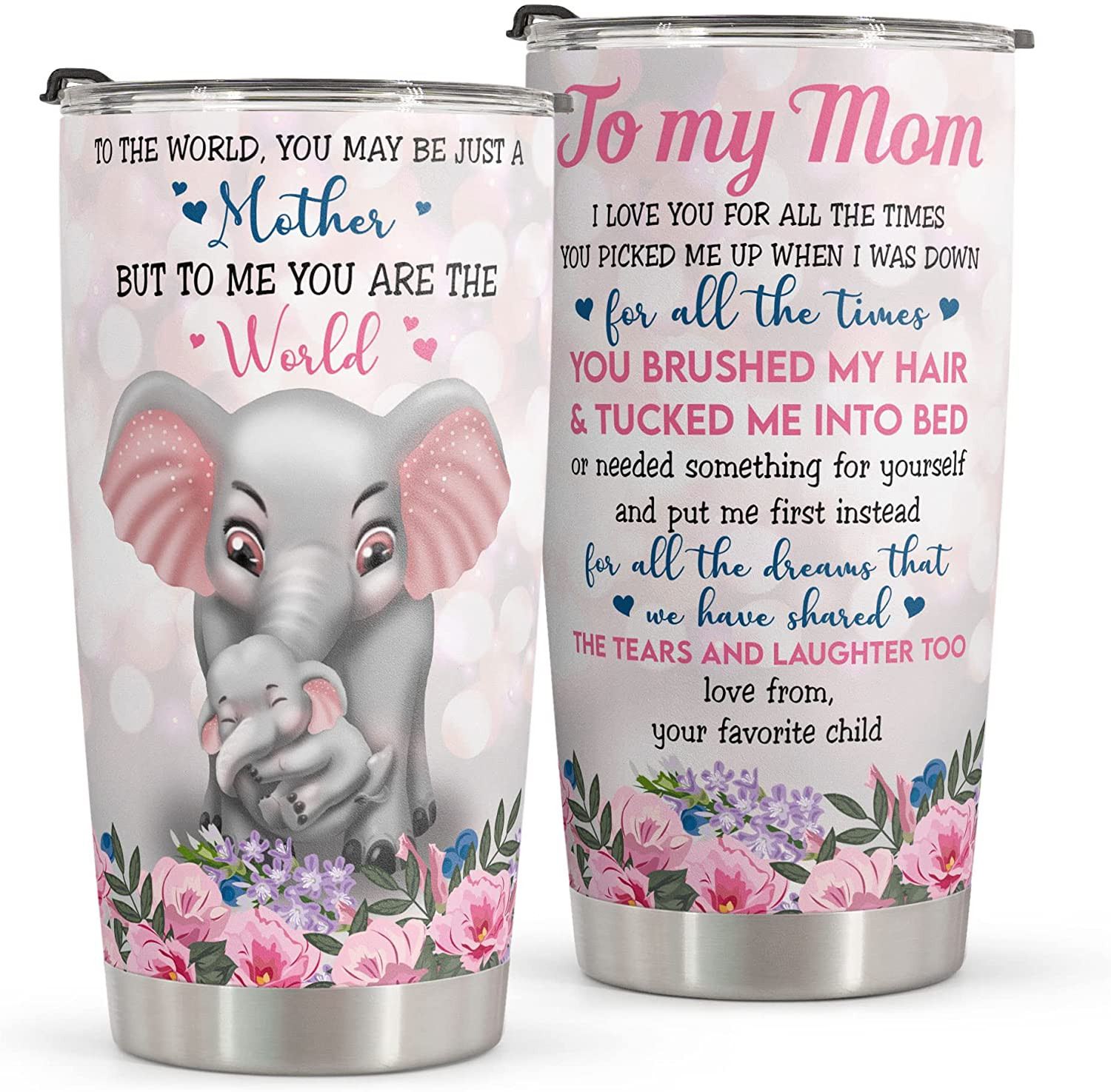 Macorner Mothers Day Gifts – Birthday Gifts For Mom  Mothers Day Gifts From Daughter – Mom Gifts From Kids Mothers Day Gifts – Stainless Steel Elephant Tumbler 20Oz Mom Birthday Gifts From Daughter