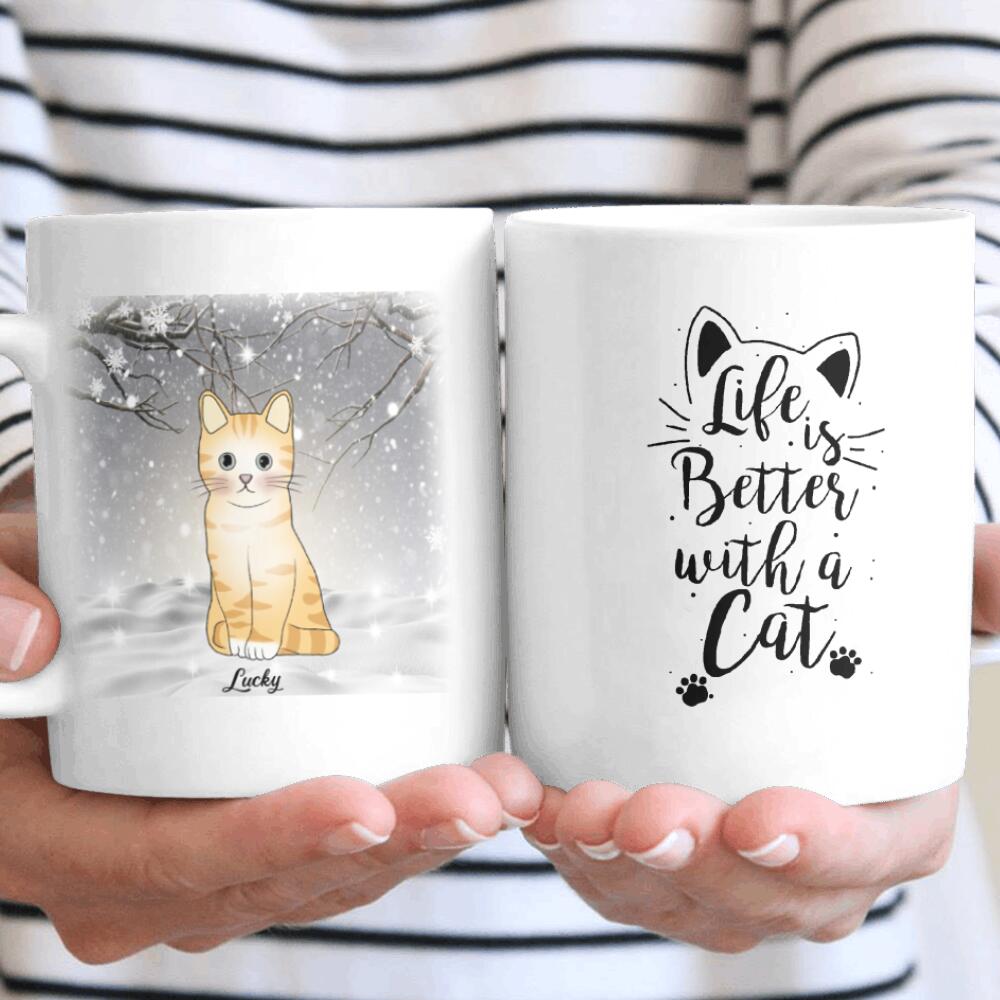 Personalized Life Is Better With Cat Gift For Cat Lovers Custom Name – Coffee Mug