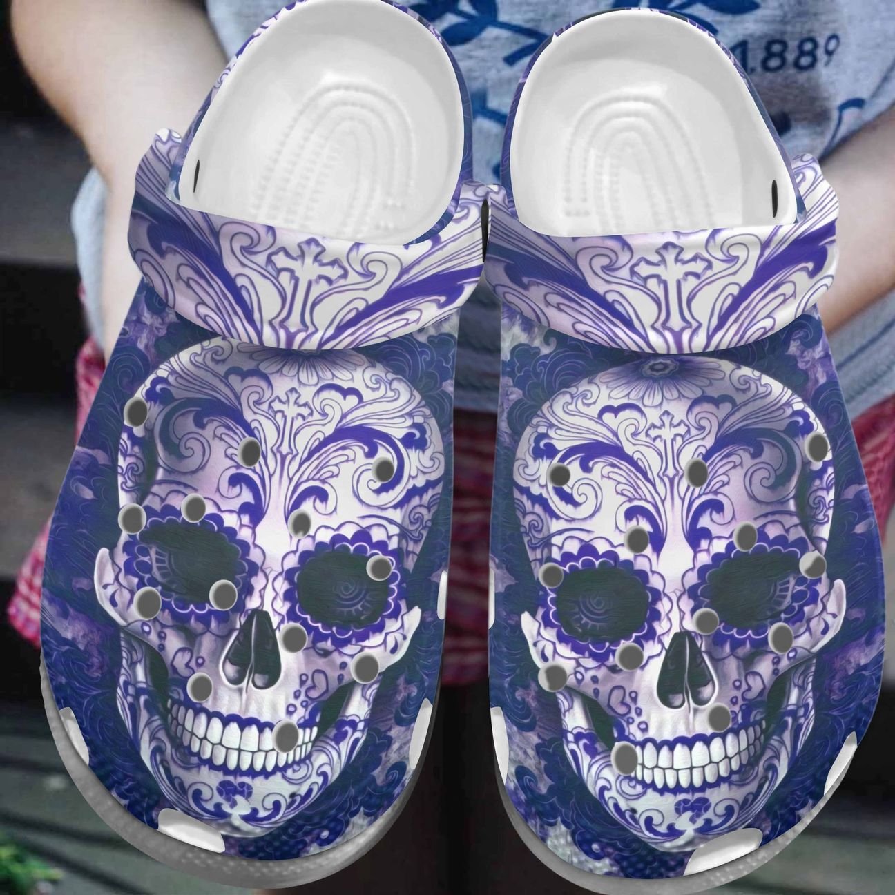 Skull Personalized Clog, Custom Name, Text, Color, Number Fashion Style For Women, Men, Kid, Print 3D Boho