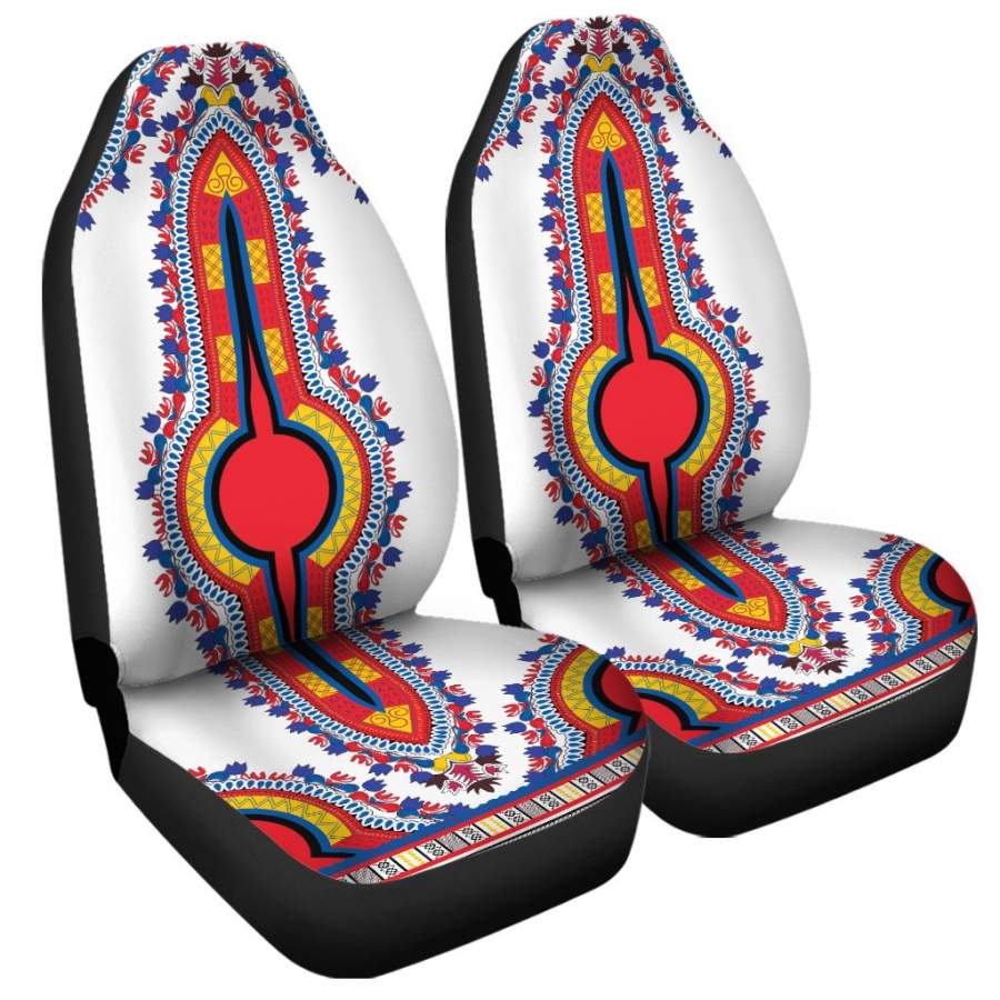 Red And White African Dashiki Print Universal Fit Car Seat Covers